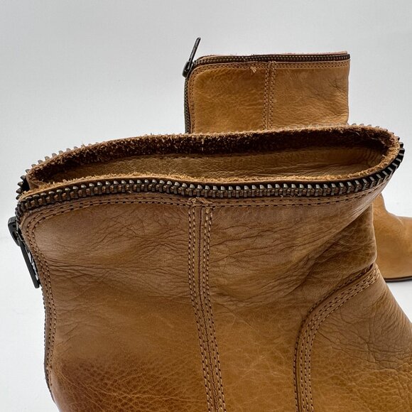 Frye Steffi Zip Short Camel 3477467 Leather Bootie Size 9 - Picture 3 of 12